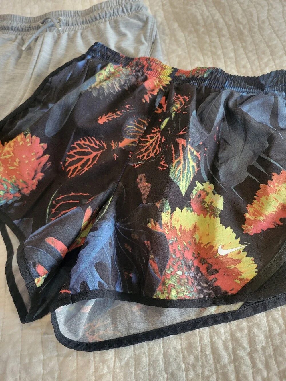 Lot of 2 Girls Athletic Shorts - Gray And Black Floral